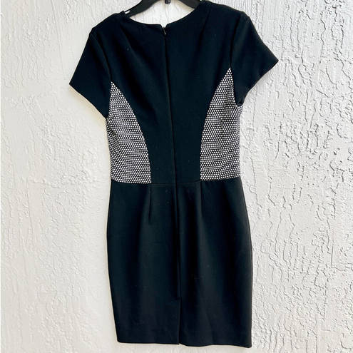 L'Agence  Short Sleeve Geometric Sheath Mini Dress Black Women's Size US 8