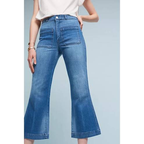 Anthropologie AMO Sailor Cropped High-Waisted Flare Jeans in First Mate Size 27