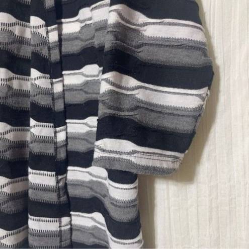 Dress Barn  Open Cardigan White Black Grey Horizontal Stripes Medium