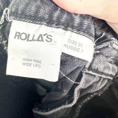 Rolla's  Womens Wide Leg Jeans High Rise Denim Sailor Comfort 80s Black Size 25