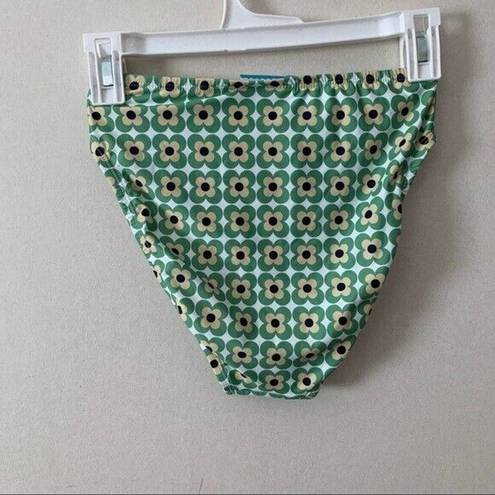 Modcloth NWOT  The Frankly High Waisted Bikini Bottoms Green Retro Daisy Print