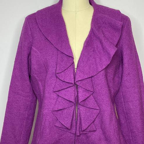 Charter Club Woman Felted Wool Ruffle Jacket- Purple 1X