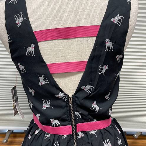 Marilyn Monroe  NWT Black Pink Dalmation Dog Print Pinup Sleeveless Dress Small