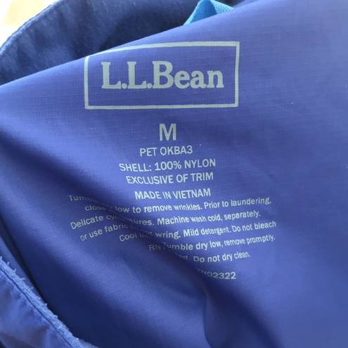 L.L.Bean  Blue Full Zip Windbreaker Nylon Hooded Jacket Women's Size Medium