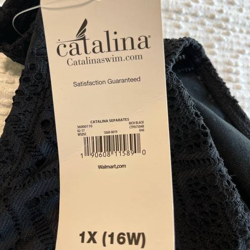 Catalina Swimsuit Bikini Bottoms New Black Size 16W Womens 1X  Solid Crochet Lace