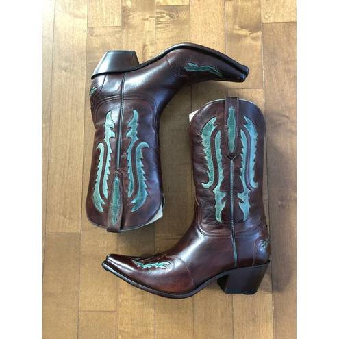 Charlie 1 Horse NWT  By Lucchese Walnut & turquoise boots in original box size 11