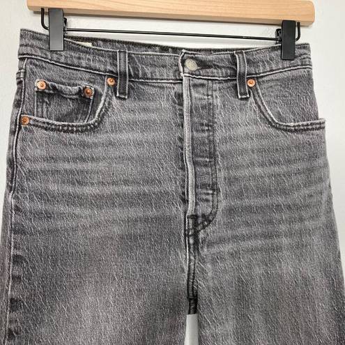 Levi’s Levi's Ribcage Straight Ankle Jeans Black Worn In Wash Size 26 High Rise Stretch