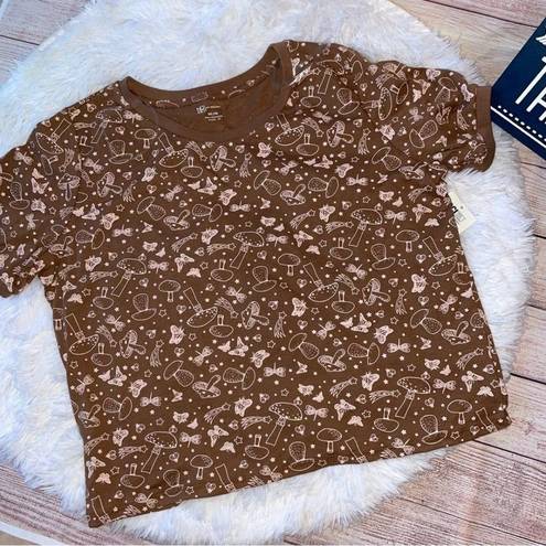 No Bo NWT  mushroom ringer tee top brown short sleeve t-shirt plus size XL