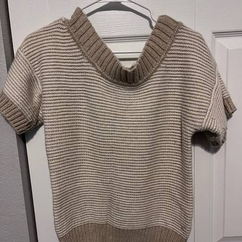 American Eagle  brown and beige striped short sleeve sweater in large