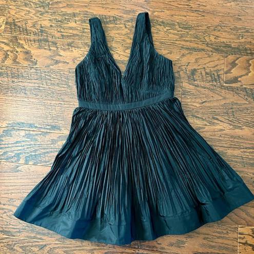 Alexis  Marilou Crinkled A-Line Plunge Neck Mini Dress in Black Medium