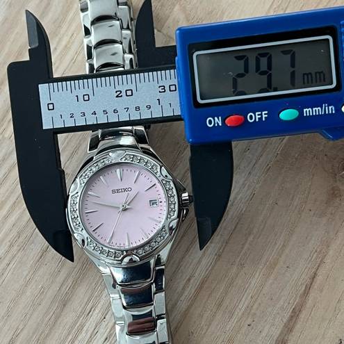 Seiko  Ladies Watch Crystal Embellishments Pink Dial Stainless Bracelet Date