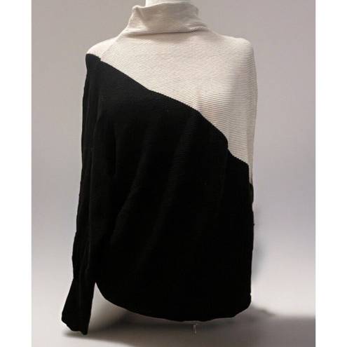 Tahari T  Womens Black White Color Block Dolman Sleeve Sweater Size Large