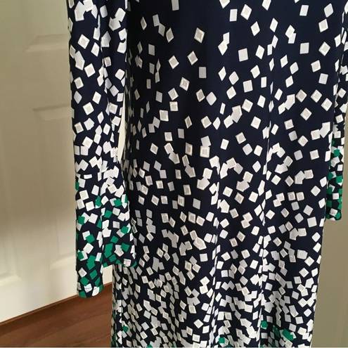 Tiana B . Navy Green & White Block Dress, Size Medium - Mock Turtleneck