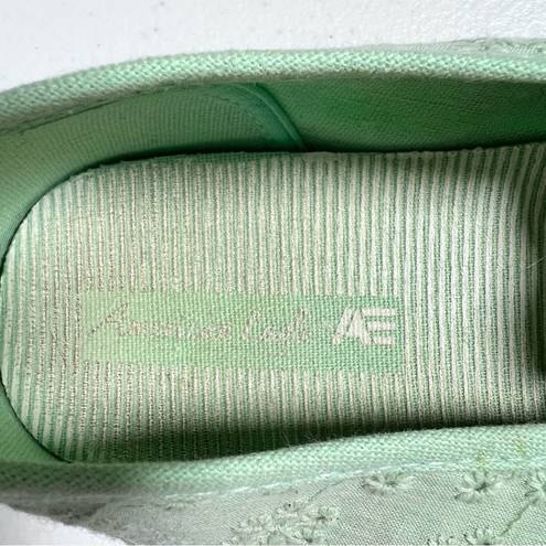 American Eagle  7W Mint Green Eyelet Canvas Slip-On Shoes