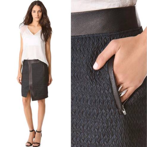 Helmut Lang Angled Peak Jacquard Leather Skirt size extra small XS