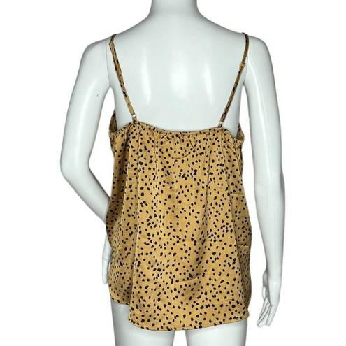 Wishlist  Apparel Cami Top Tan Black Cheetah Print Tank Shell Black Lace Trim