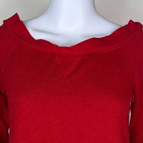 Treasure & Bond  Wide Neck On/Off Shoulder Red Sweatshirt