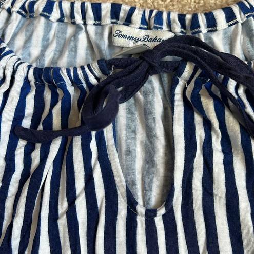 Tommy Bahama  Navy & White Striped Tank With Keyhole Tie Neckline   Size Large