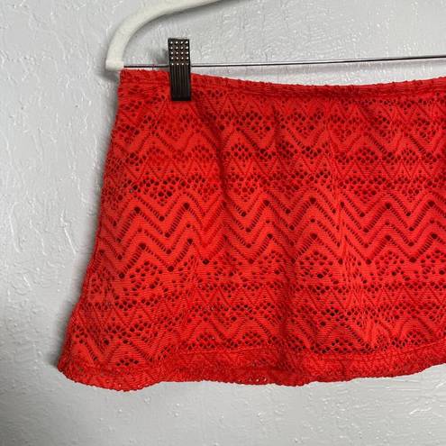 Catalina  Women M Red Crochet Skirt Bikini Bottom Swimsuit Summer Cruise Vacation