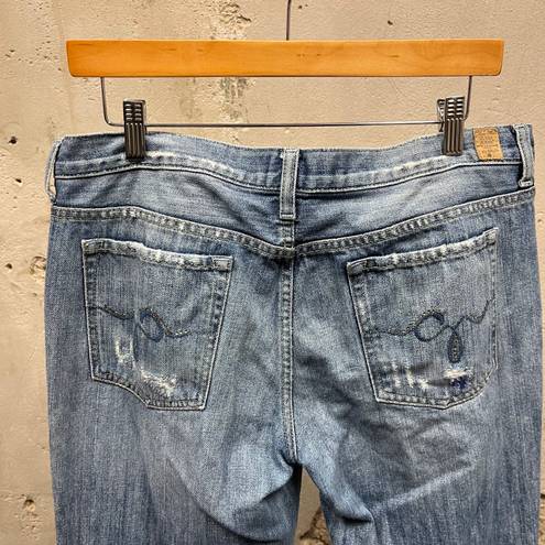 Guess Jeans Vintage Y2K Distressed Low Rise Flare Embellished Rhinestone Jeans