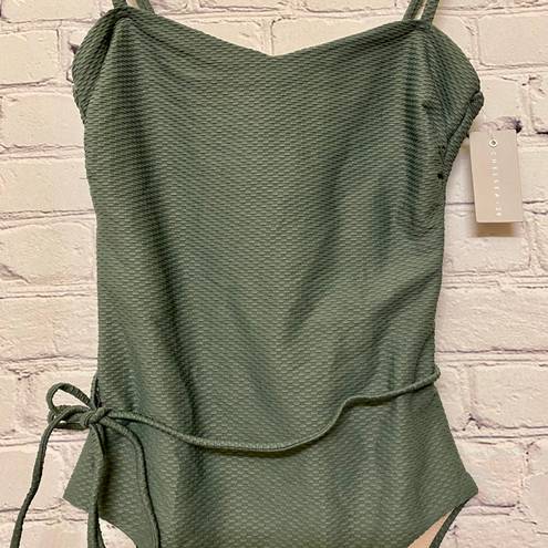 Chelsea28 Women’s Easy Retro Tie One Piece Swimsuit Size XS Green Duck NWT