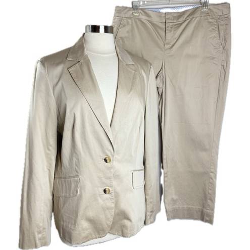 Tommy Hilfiger  Tan Blazer & Cropped Pants Suit