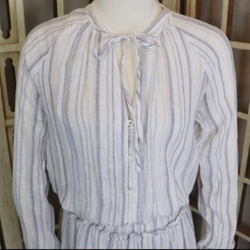 Rails Revolve  Jamine Linen Blend Mini Long Sleeve Dress Figi Stripe Size S