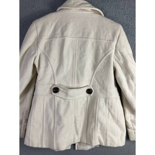 St. John’s Bay St. John's Bay Women's Peacoat Winter Coat Cream Size Small Wool Nylon Cashmere