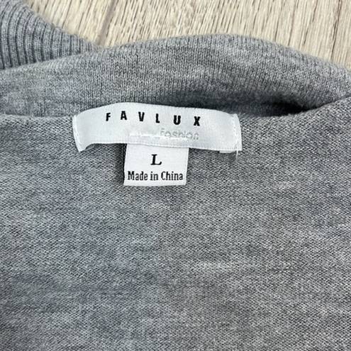 FAVLUX  Grey V-Neck Pullover Sweater Size Large