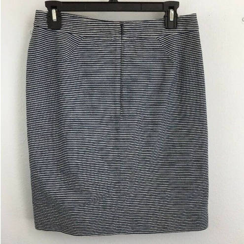 Kate Spade  Saturday Womens Pencil Skirt 4 S Blue White Engineer Stripe Cotton