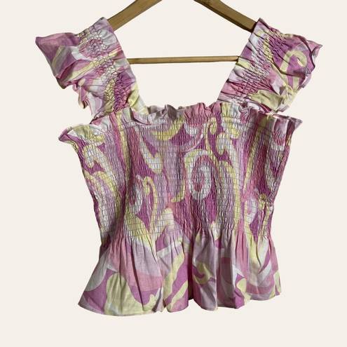 Hill House  The Paz Nap Top in Candy Kaleidoscope Linen Size M