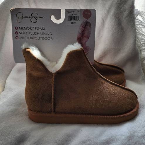 Jessica Simpson Tan Plush Memory Foam Booties, Women's 7-8