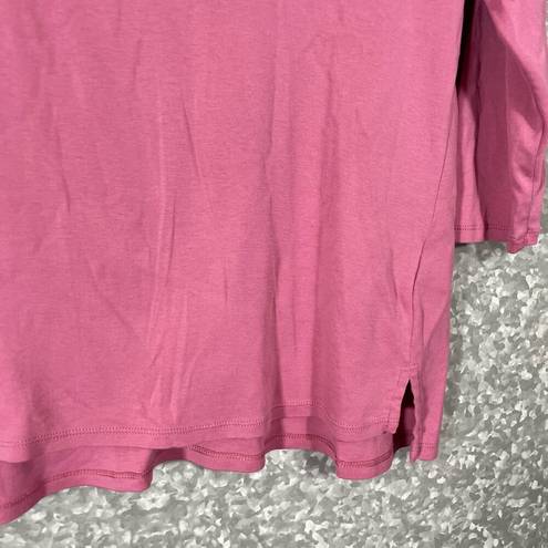 J.Jill  Women's Pink Pima Cotton 3/4 Sleeve V-Neck Top - Size Medium - Casual Tee