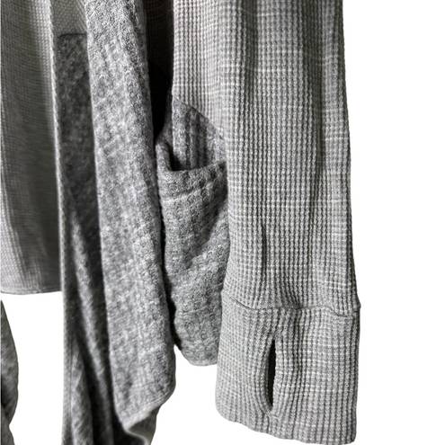 Betabrand  Waffle Knit Wrap Cardigan Sweater Gray Size Large