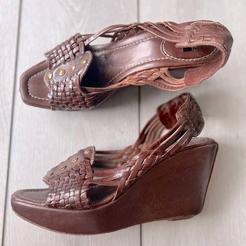 Frye  Lola Huarache Leather Wedge Sandals Size 9