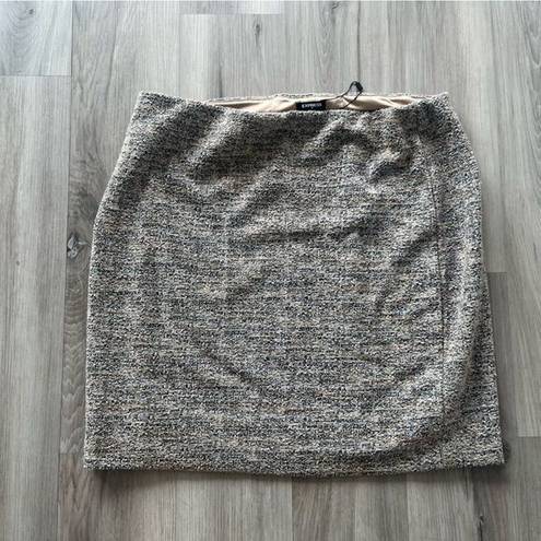 EXPRESS NWOT  L Brown Tweed High Rise Mini Skirt