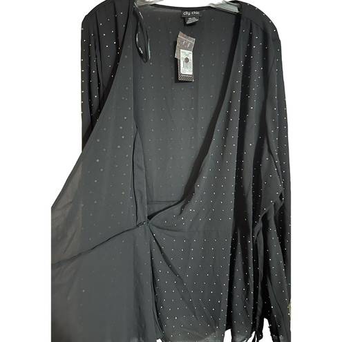 City Chic  Black Bling Flirt Top Size XXL/24