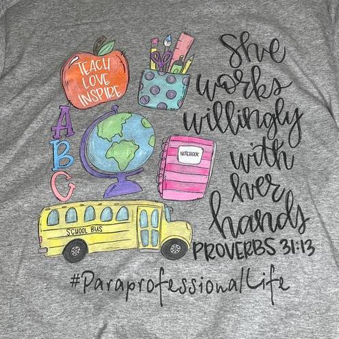 Fruit of the Loom Para Teacher Proverbs Long Sleeve Graphic Tee L