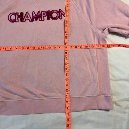 Champion  Women's 2X Pink Long-Sleeve Crew Neck Embroidered Sweater Athleticwear