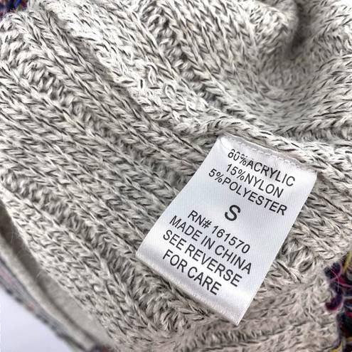 Harper Haptics Holly  Boho Multicolored Fringe Knit Long Cardigan Sweater