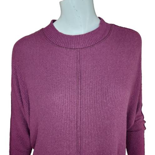 Treasure & Bond  Women's Medium Burgundy Stem Drop Shoulder Long Sleeve Sweater