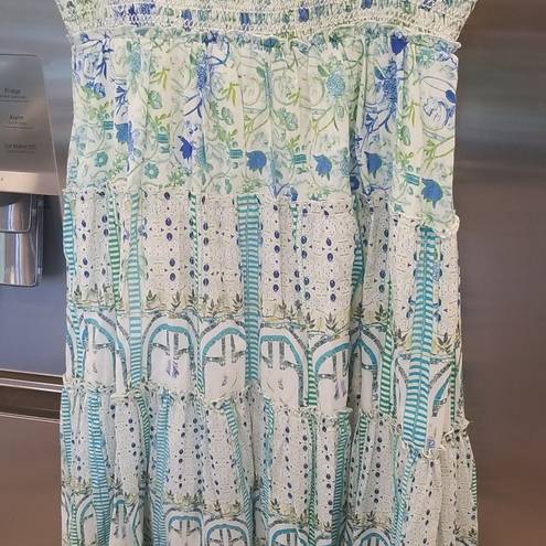 Rococo 💕 SAND💕 Elan Maxi Dress ~ Green Blue Floral Print 100% Cotton  Small NWT