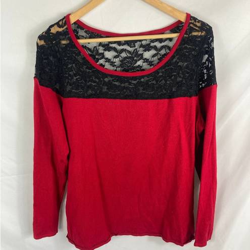 Torrid  Pullover Lace Yolk Sweater Red Black Size 0 / Large