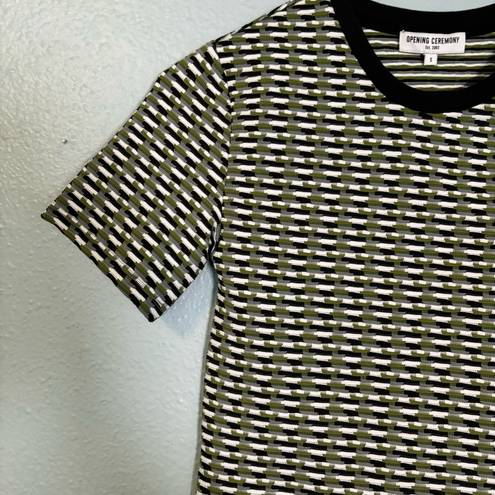 Opening Ceremony  Women’s Green Geometric Textured Baby Tee