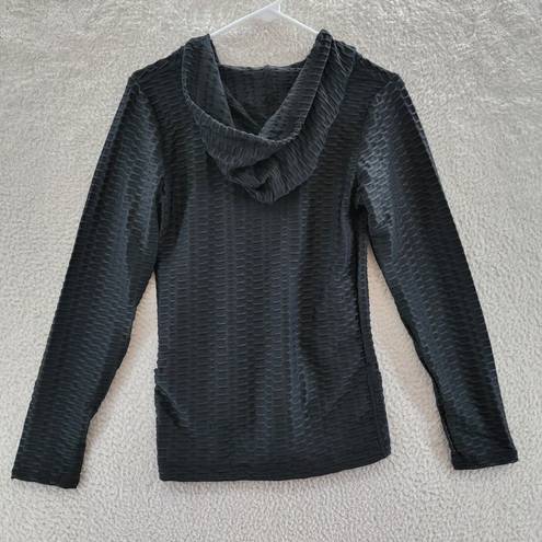 New Mix  L/S Full Zip Activewear Hooded Jacket Women's Small Black Textured