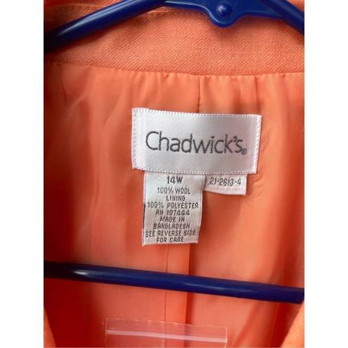 Chadwick's Chadwick’s size 14W 100% wool lined blazer. Peach colored