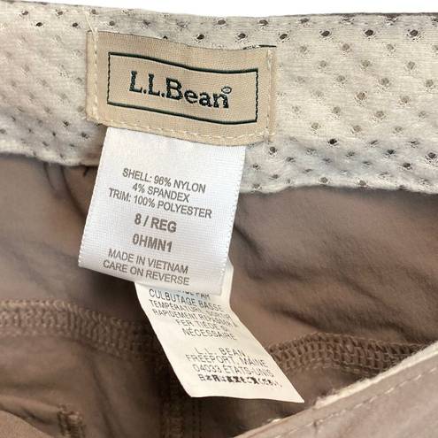 L.L.Bean  Size 8 Reg Comfort Trail Capri Brown Stretch Nylon Outdoor Hiking Cargo