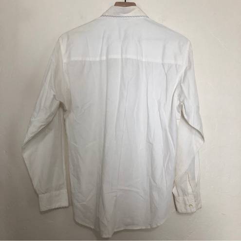 Krass&co VINTAGE! 90s CASUAL CORNER & . WHITE EMBROIDERED SCALLOPED BUTTON UP SHIRT TOP