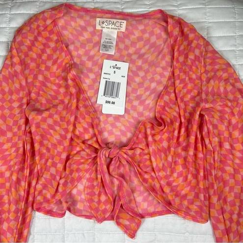 l*space L* Bandera Top & Sarong Bikini Coverup Set Heatwave Pink Orange Size Small