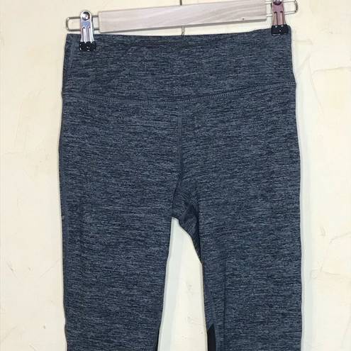 Gaiam  OM FIT LEGGINGS GRAY STRETCH YOGA CAPRI MESH PANEL TIGHTS WOMENS SIZE XS